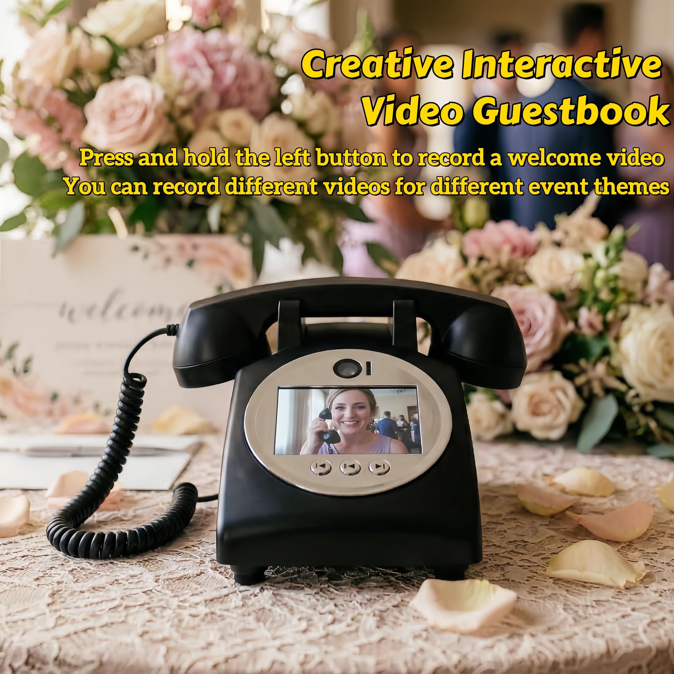 RetroVox Video- und Audio-Gästebuch – Hochzeitstelefon-Gästebuch, kreativ, einfach zu bedienen und Macht Spaß für Verlobungen, Jubiläen, Babypartys und Abschlussfeiern (C Blau)