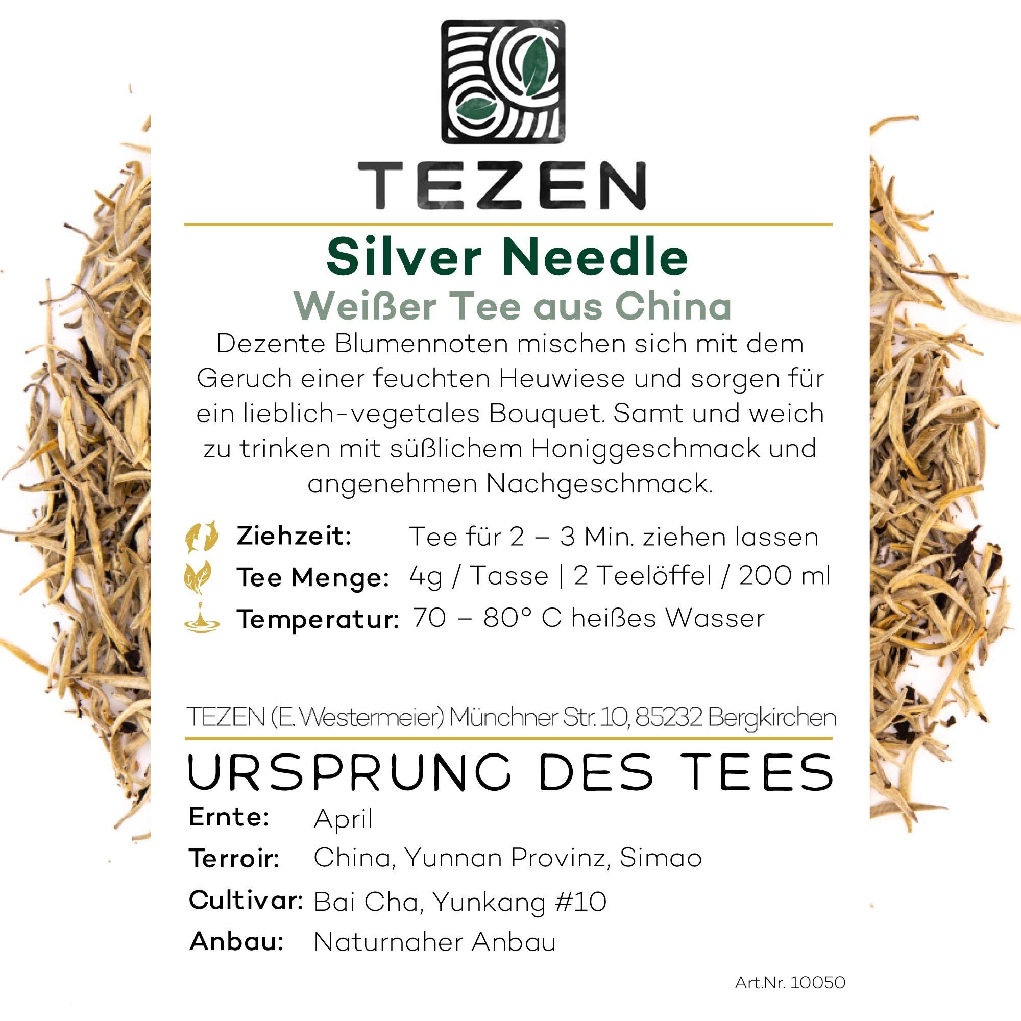 Silver Needle Yin Zhen | Ernte 2025 | Hochwertiger chinesischer Weißer Bio Tee aus Yunnan, China (80g)