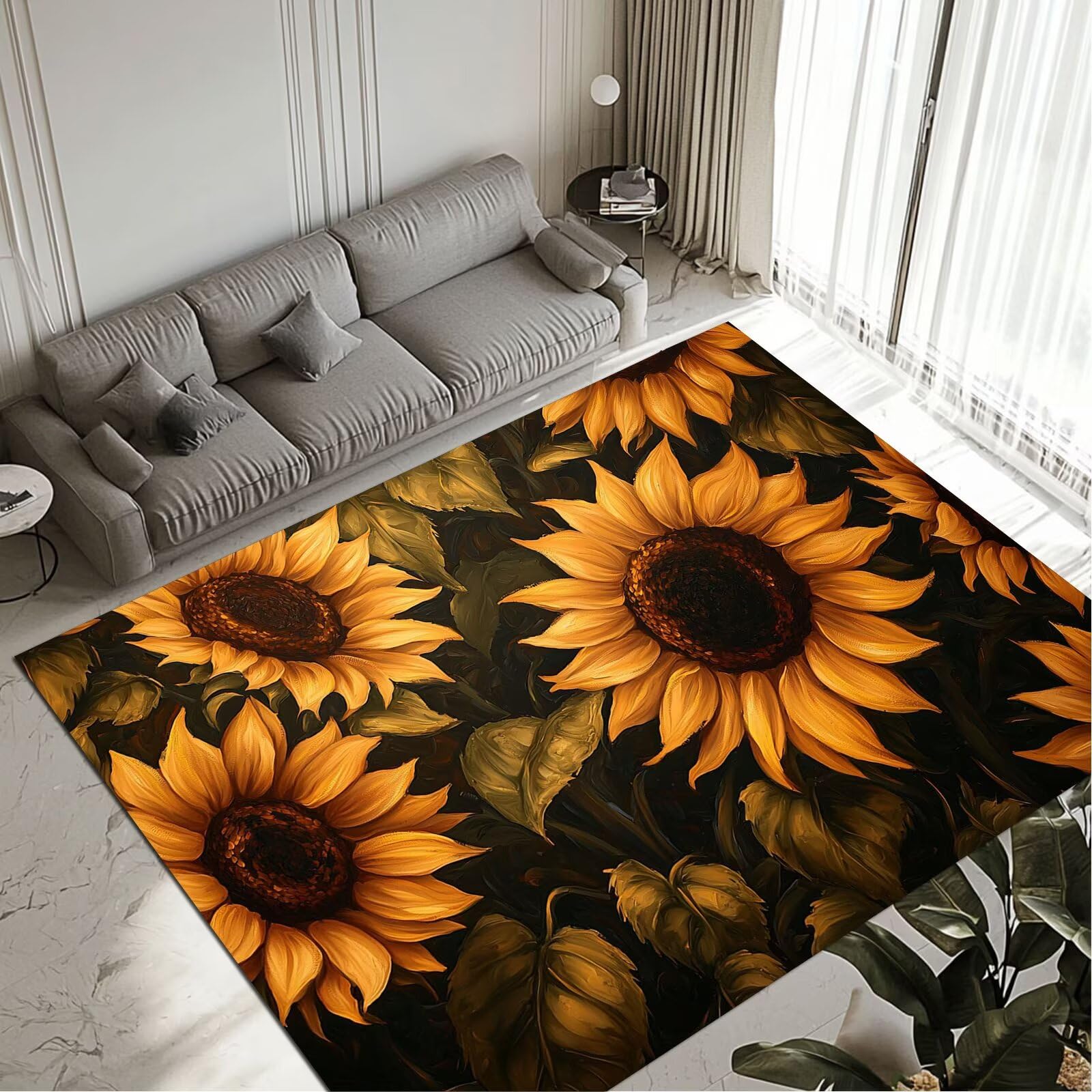 Tapis Sunflower imperméable pour une décoration de cuisine et entrée propre