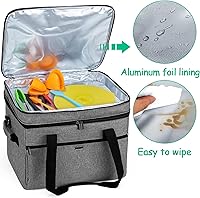 Vista 3 de YARWO Bolsa de cocción lenta compatible con Crock-Pot/Hamilton Beach de 8 a 10 cuartos de galón, funda de viaje de doble capa para aparatos de Gris