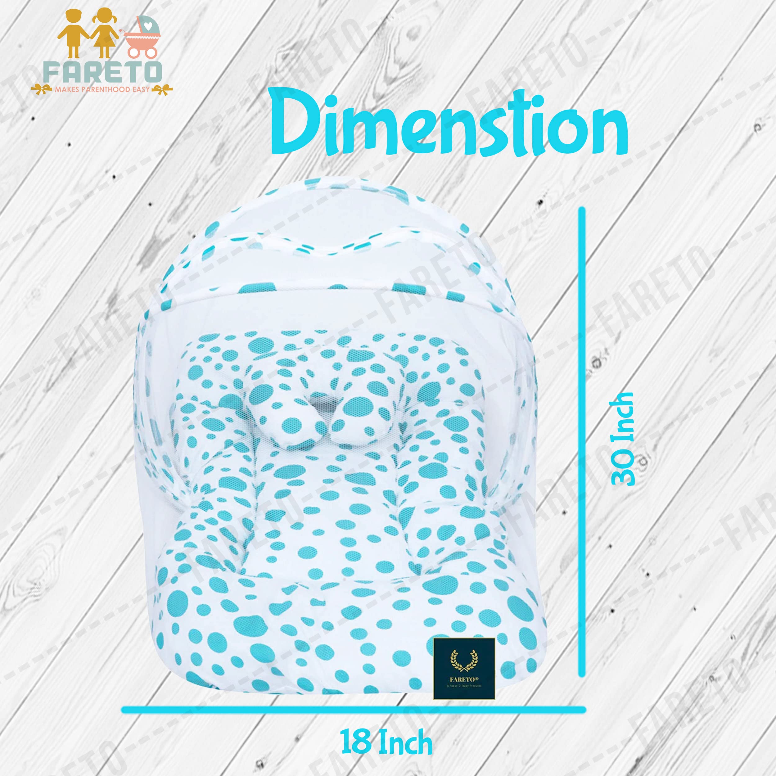Fareto New Born Baby Mattress with Net (0-6 Months) (Blue) 4