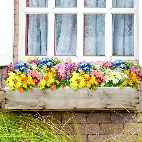 Miniatura 3 de 21 paquetes de margaritas artificiales a granel resistentes a los rayos UV flores silvestres artificiales para exteriores tela de plástico sintético