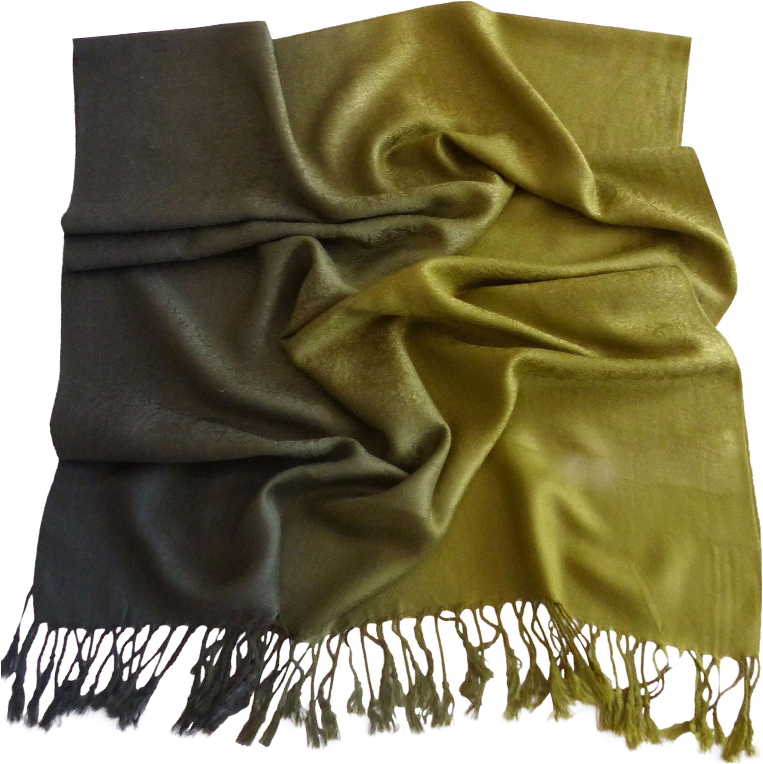 Dark Olive Green Two Tone Design Shawl Scarf Wrap Pashmina Shawls Face Cover NEW