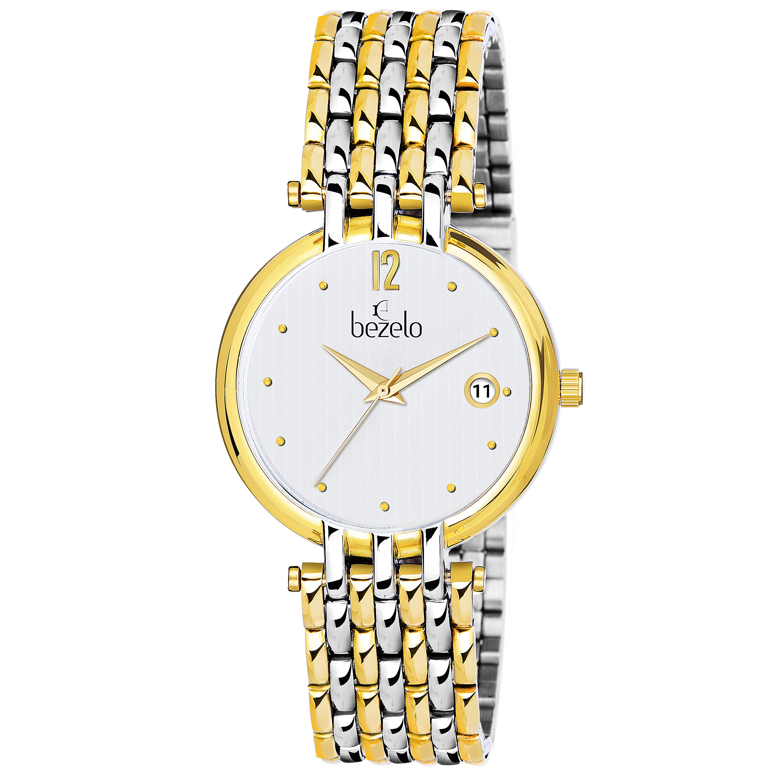 BEZELO Analog White Dial Mens Watch (GR-11147-B-DD-TT, Gold) (B07XMNPV1Q) Amazon Price History, Amazon Price Tracker