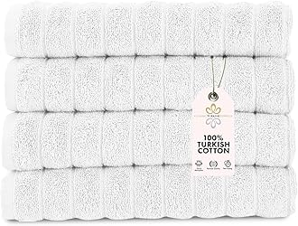 Classic Turkish Towels CTT Luxury Hand Towels for Bathroom Set of 4, 100% Turkish Cotton, Quick Dry & Comfy Towels for Hotel & Spa, Highly Absorbent | 20"x32" (White)
