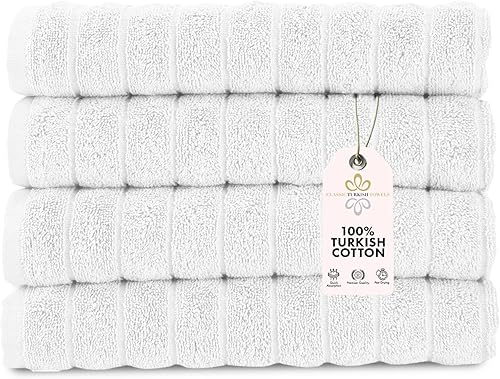 Miniatura 51 de Classic Turkish Towels - Juego de 6 toallas de lujo de la colección Brampton acanaladas de 100% algodón turco, de secado rápido, suaves y Platino