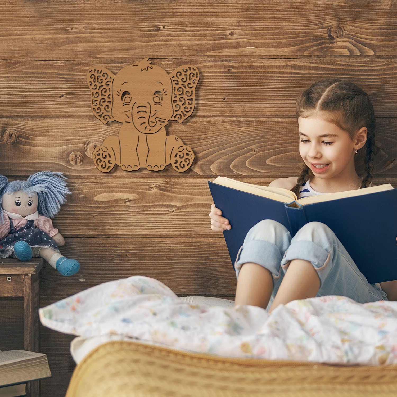 Namofactur Lampada Led Elefante Sulla Luna: Luce Notturna In Legno Per Cameretta - 5