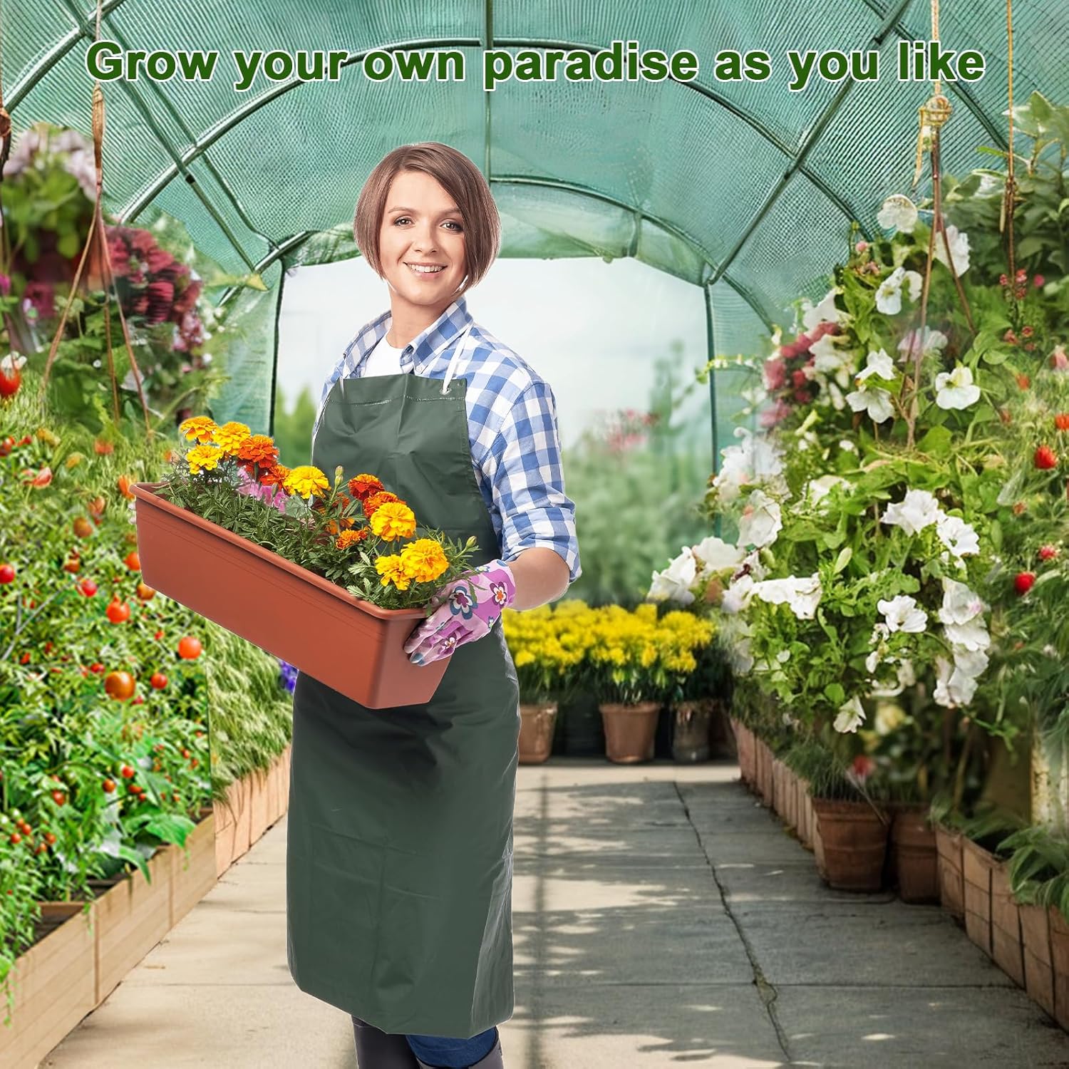 10x7x7 FT Greenhouse, Large Walk-in Green Houses for Outside, Tunnel Greenhouse with Thicken PE Cover with Mesh Door and 6 Ventilation Windows