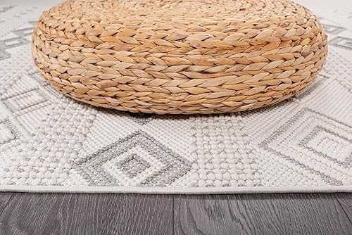 Miniatura 8 de CAMILSON Micro Loop - Alfombra moderna de 8 x 10 pies, diseño geométrico marroquí con diamantes suaves, de pelo alto y bajo, resistente a las