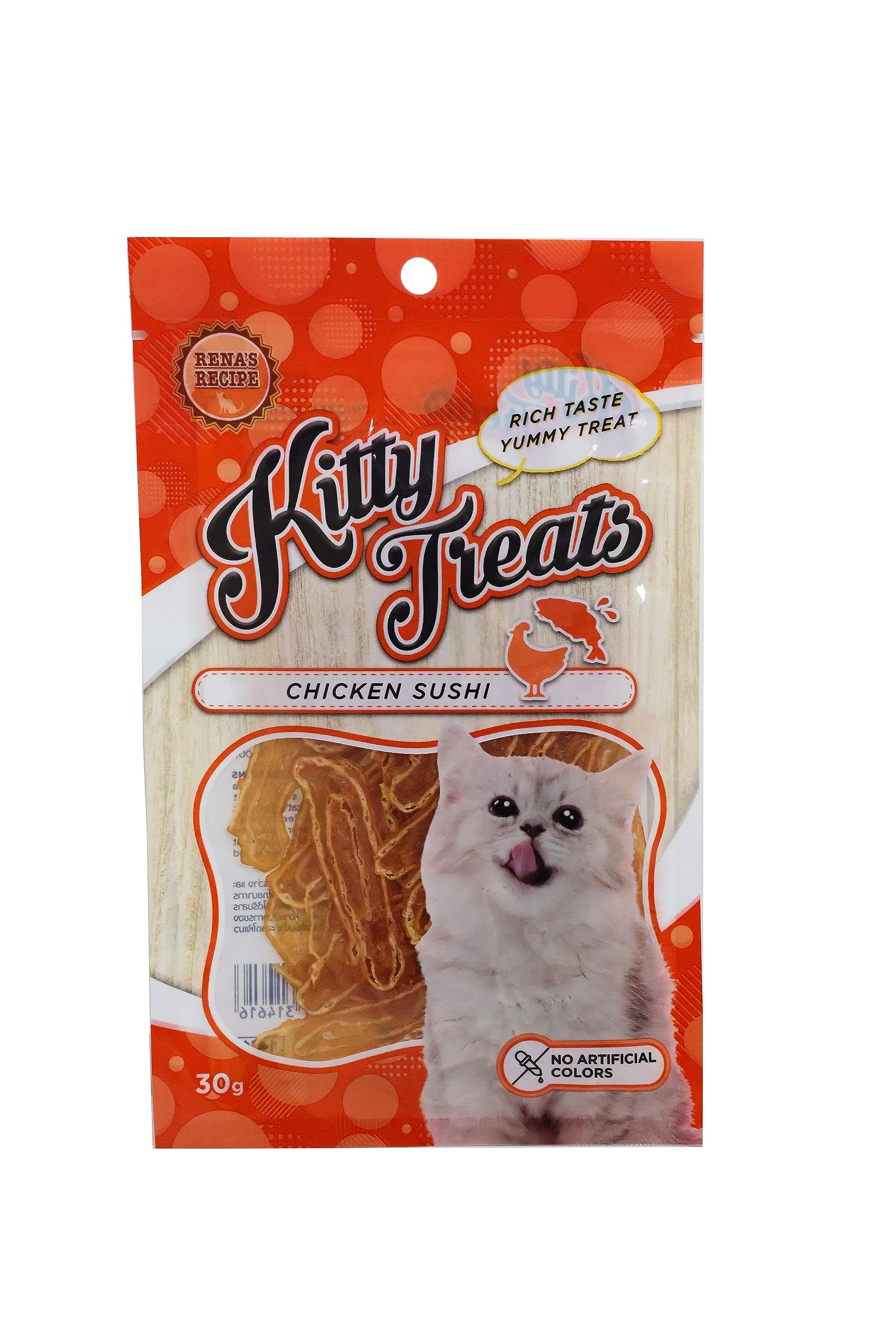 Rena Kitty Treats for Cats β Chicken Sushi Flavor | High Protein, Tasty Training & Reward Snacks for All Breeds | No Artificial Colours | Pack of 2