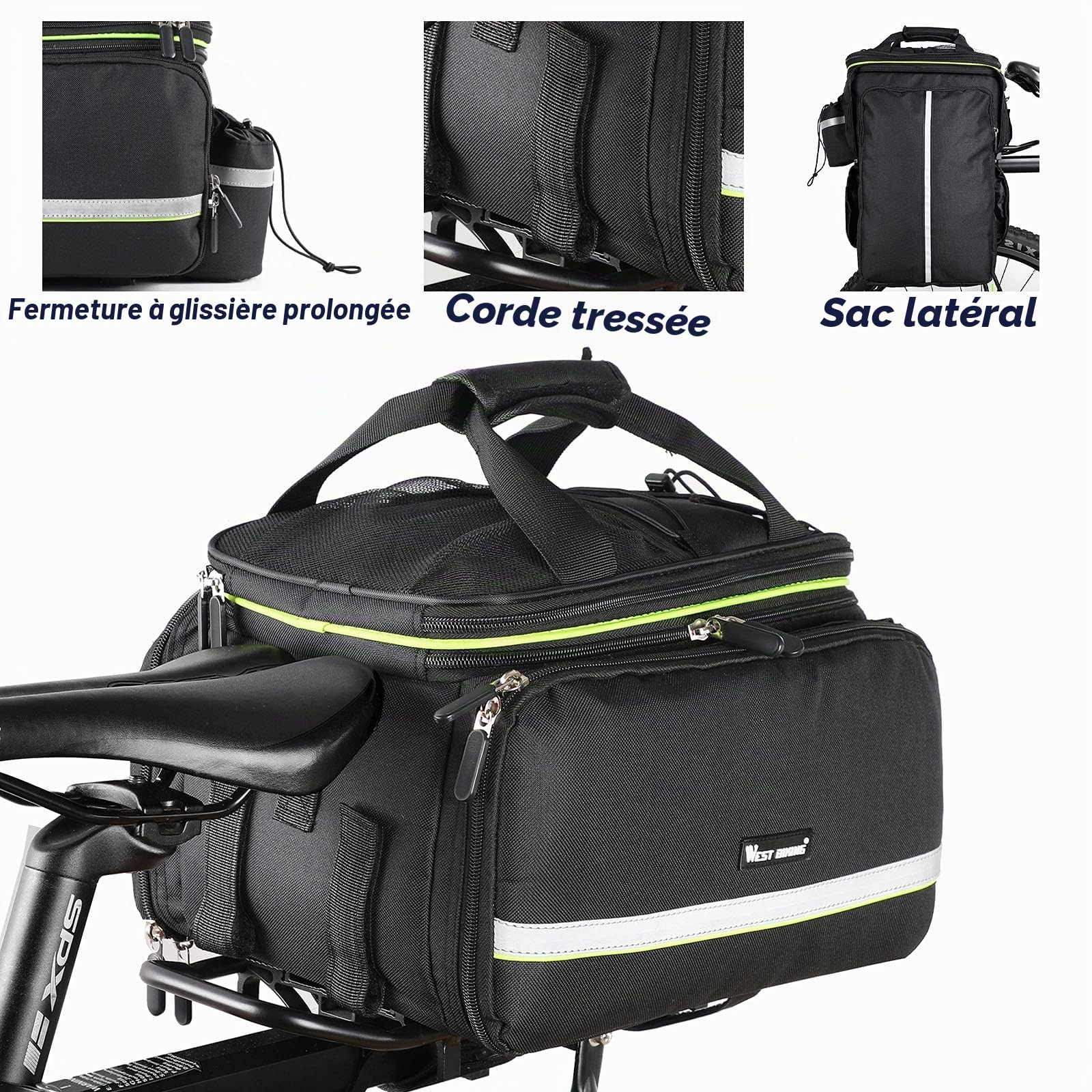 UBORSE Sacoche de Vélo Porte-Bagages Double Sac de Roue Arrière 20L-35L Étanche Grande Capacité Sacoche de Cadre Pliable pour Vélo/VTT, Bicyclette