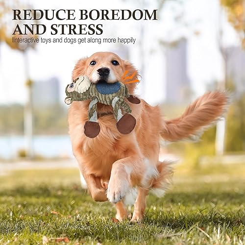 Miniatura 6 de BUYPOW Juguetes navideños para perros grandes, paquete de 3 juguetes de peluche chirriantes para perros medianos y pequeños, juguetes de peluche