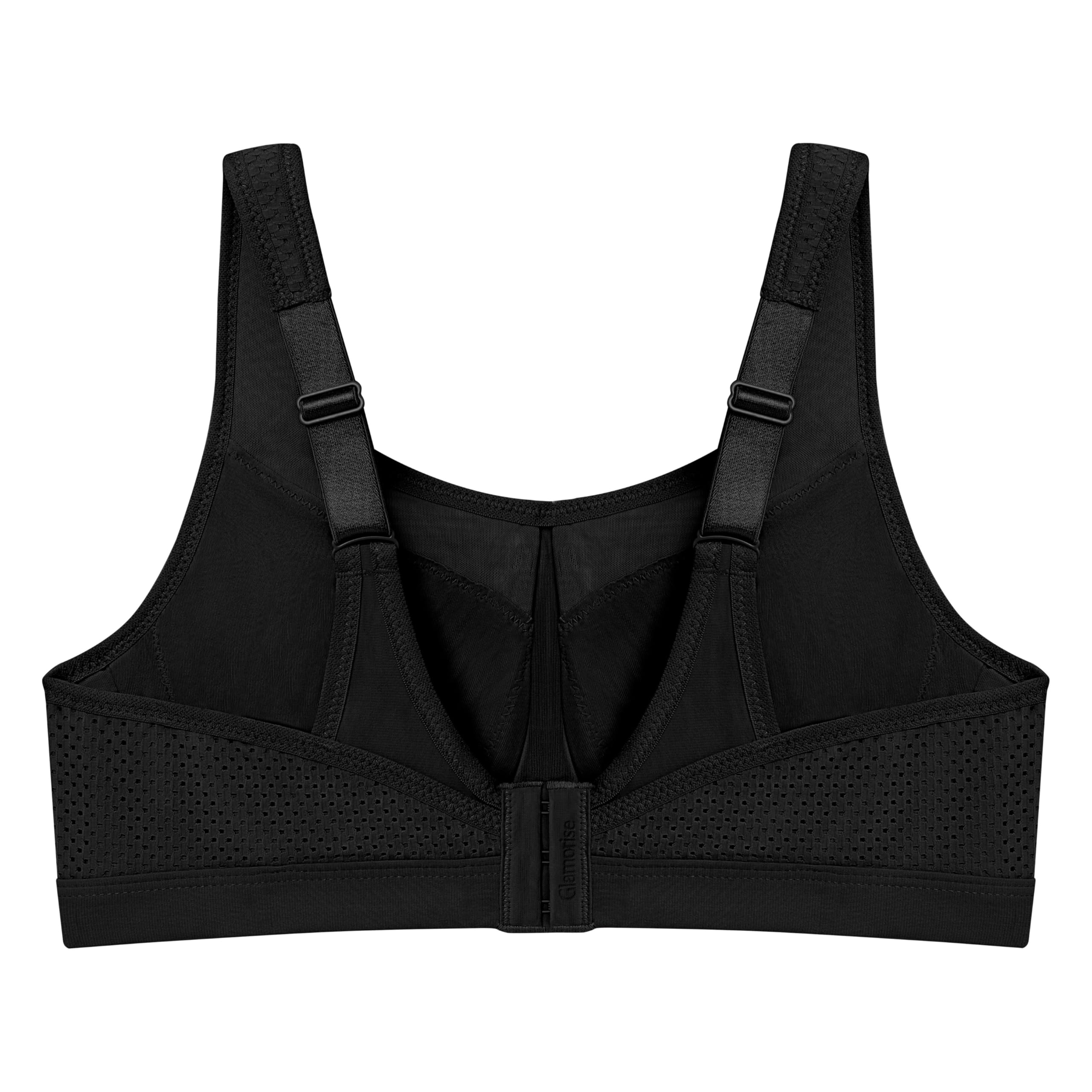 Glamorise Große Größen Plusgröße Bügel-Sport-BH für hohe Belastung Nr. 9066, Schwarz, 100D