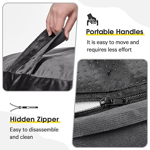 Miniatura 10 de Puf para adultos, silla tipo puf de espuma viscoelástica de 4 pies, sofá grande con funda de microfibra suave, sofá redondo y esponjoso para sala de