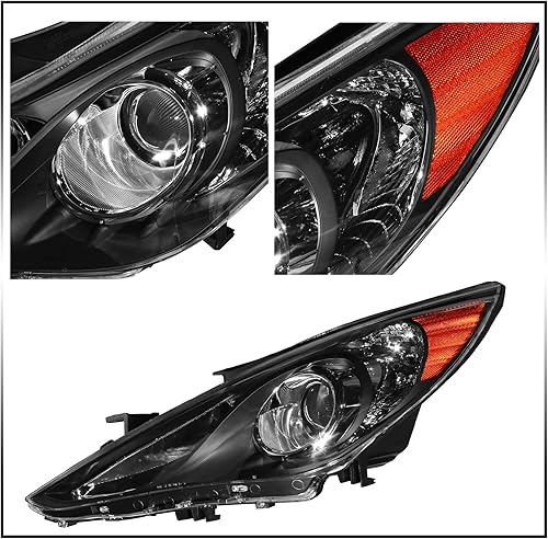 Miniatura 2 de MOSTPLUS Conjunto de faros delanteros compatible con Hyundai Sonata 2011 2012 2013 2014 con carcasa negralente transparentereflector ámbar, no para