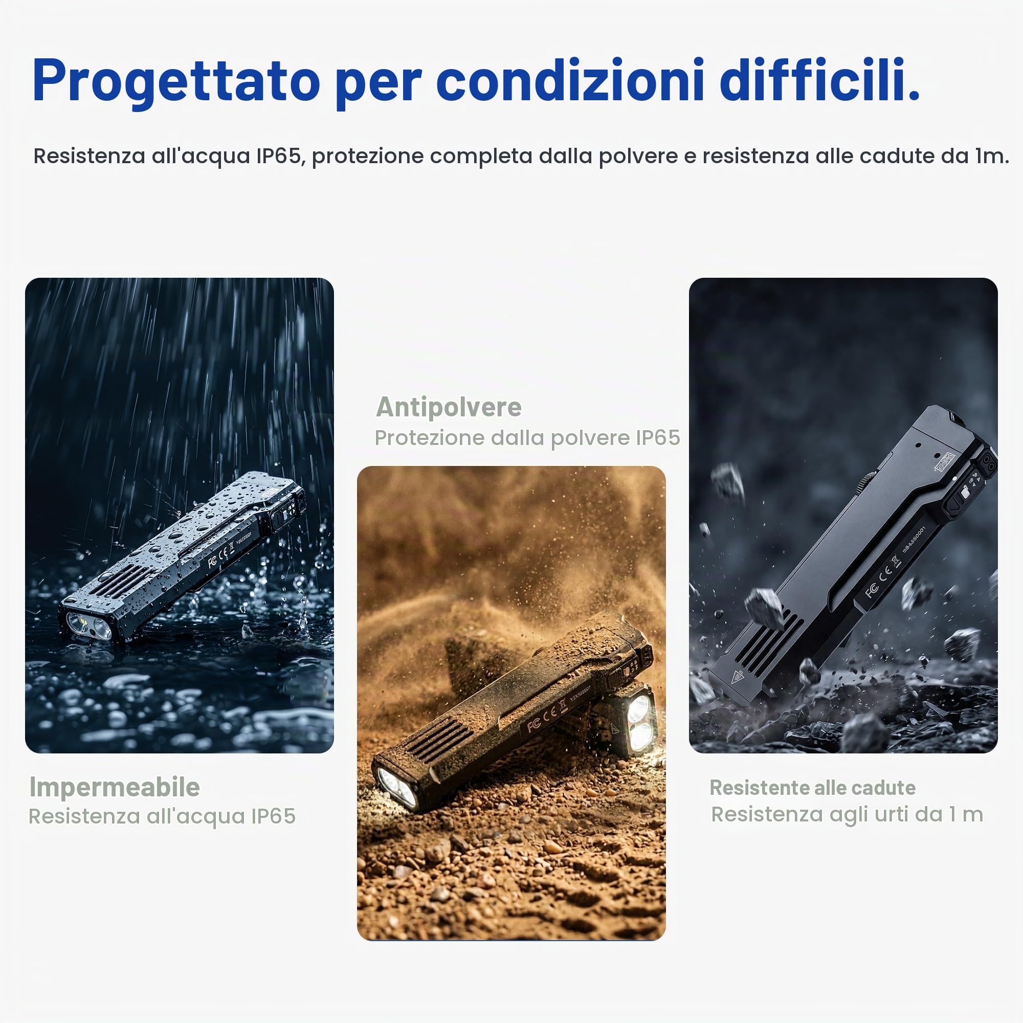 WUBEN X5 Torcia LED Ricaricabile Potente Professionale, 1300 Lumen 3 in 1 a 6 Modalità con Raggio Verde e UV Luce Nera, USB C Torcia Tattica Impermeabile IP65 per Campeggio, Esterno e Lavoro(Nero)