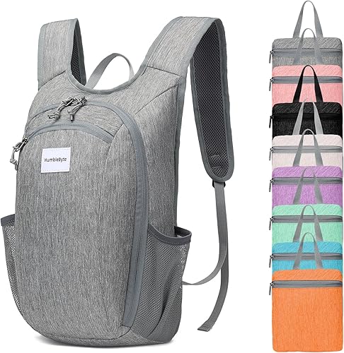 Bolsa de senderismo ligera de 10L Mochila pequeña Mochila de senderismo Bolsa plegable al aire libre para mujeres hombres (gris)