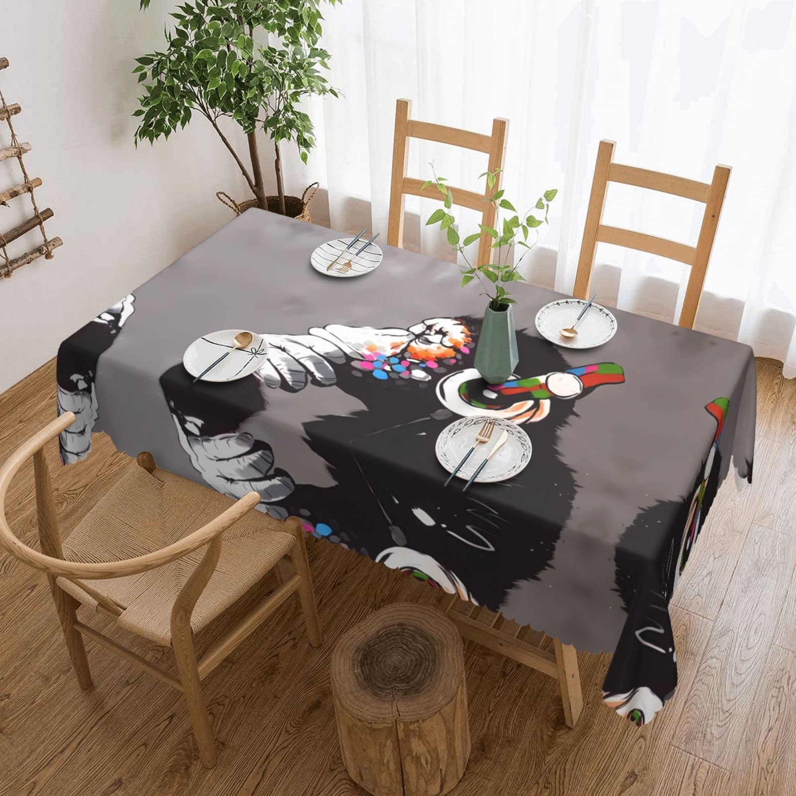 MROWYC Monkey Music Printed tablecloths are suitable for hotels, picnics, and parties, and can effectively protect the tabletop