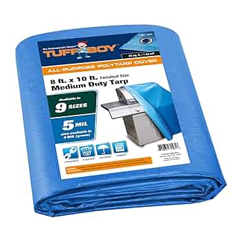 TUFFBOY 8x10 Waterproof Tarp – 5 MIL Heavy-Duty Poly Tarp