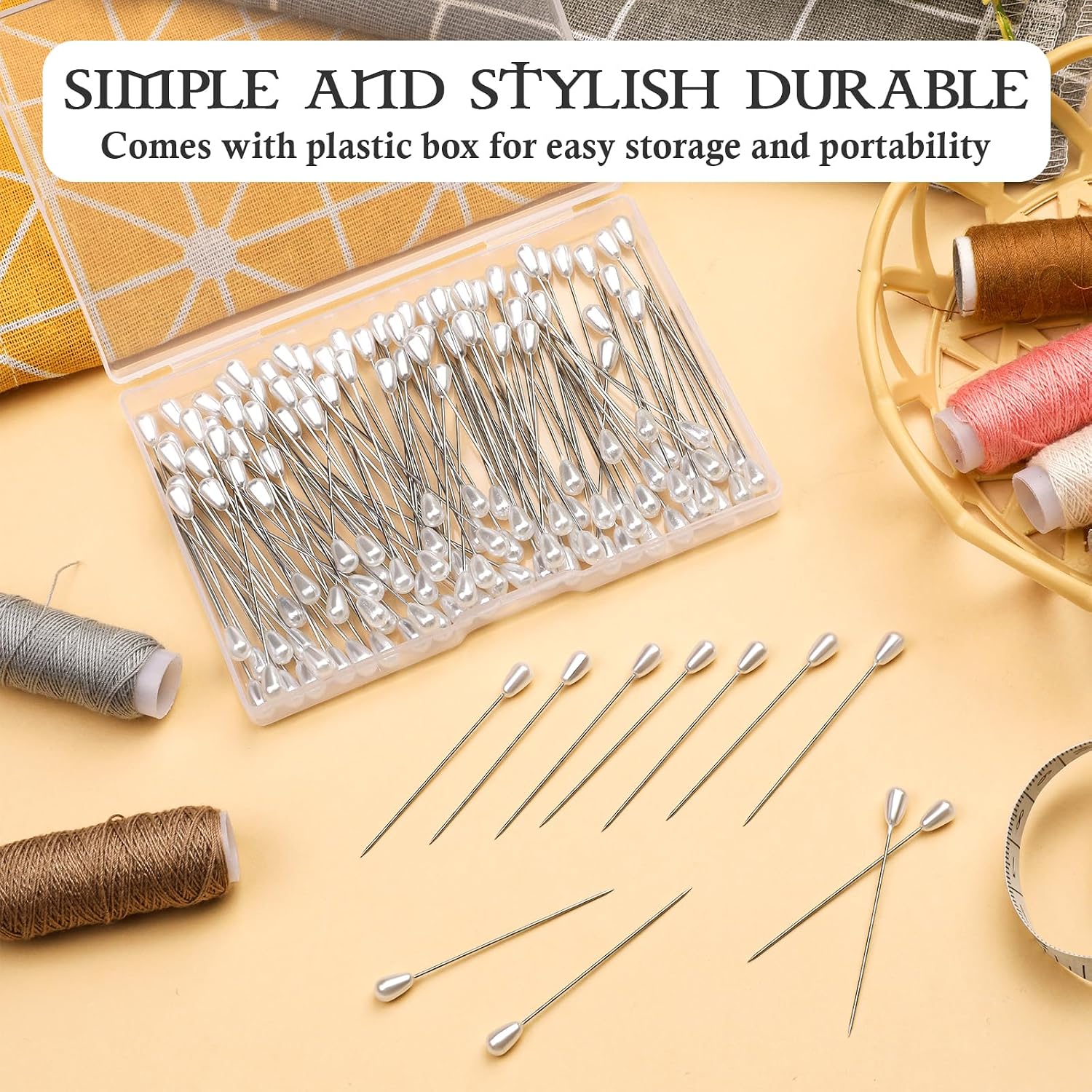 150 Pcs Corsage Pins, Boutonniere Pins, Long Teardrop Pearl Head Pins, White Straight Head for DIY Decoration, Wedding, Jewelry Flower Decoration