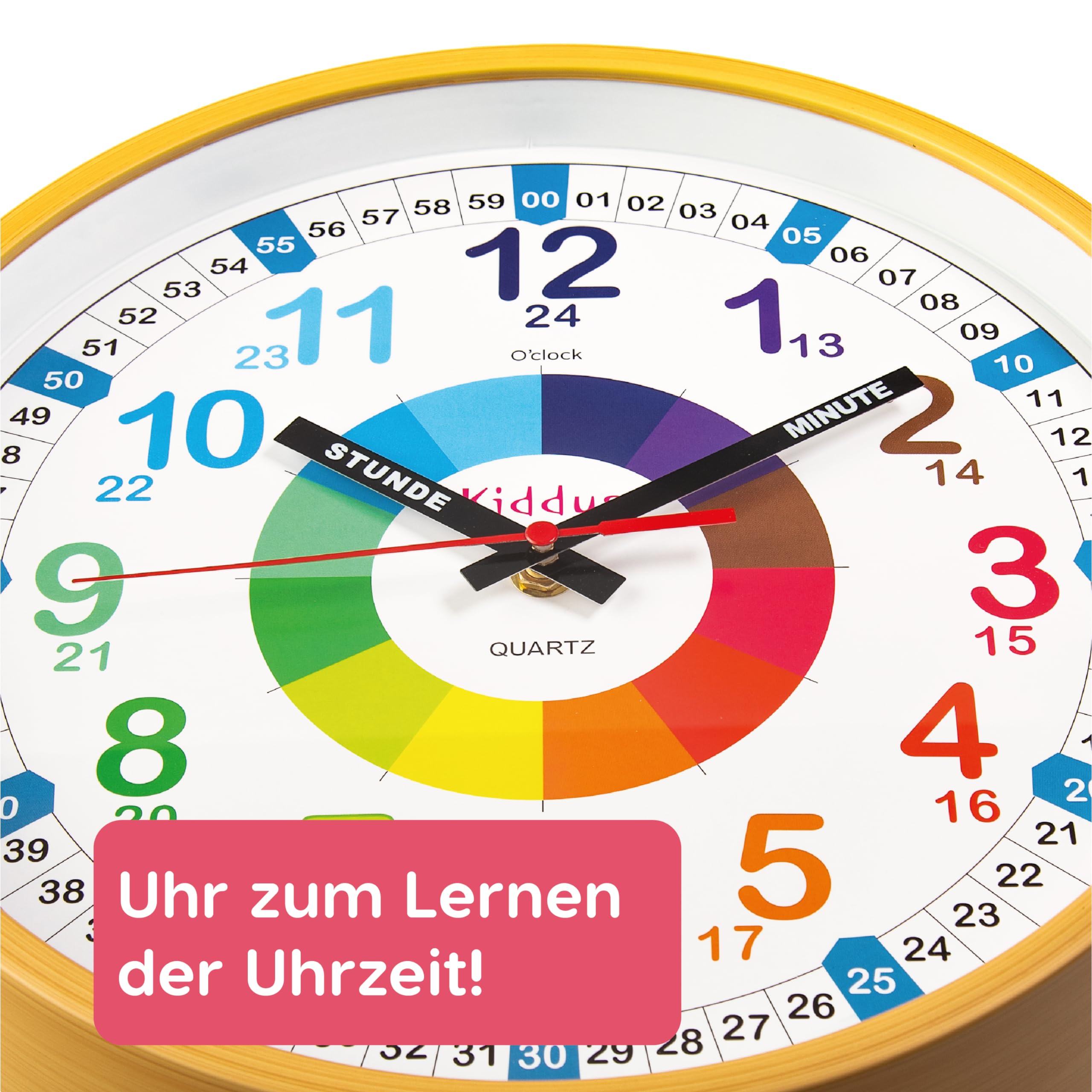 Orologio Da Parete Didattico KIDDUS Per Bambini - Diametro 30cm, Movimento Al Quarzo Silenzioso, Con Esercizi - Foto 5