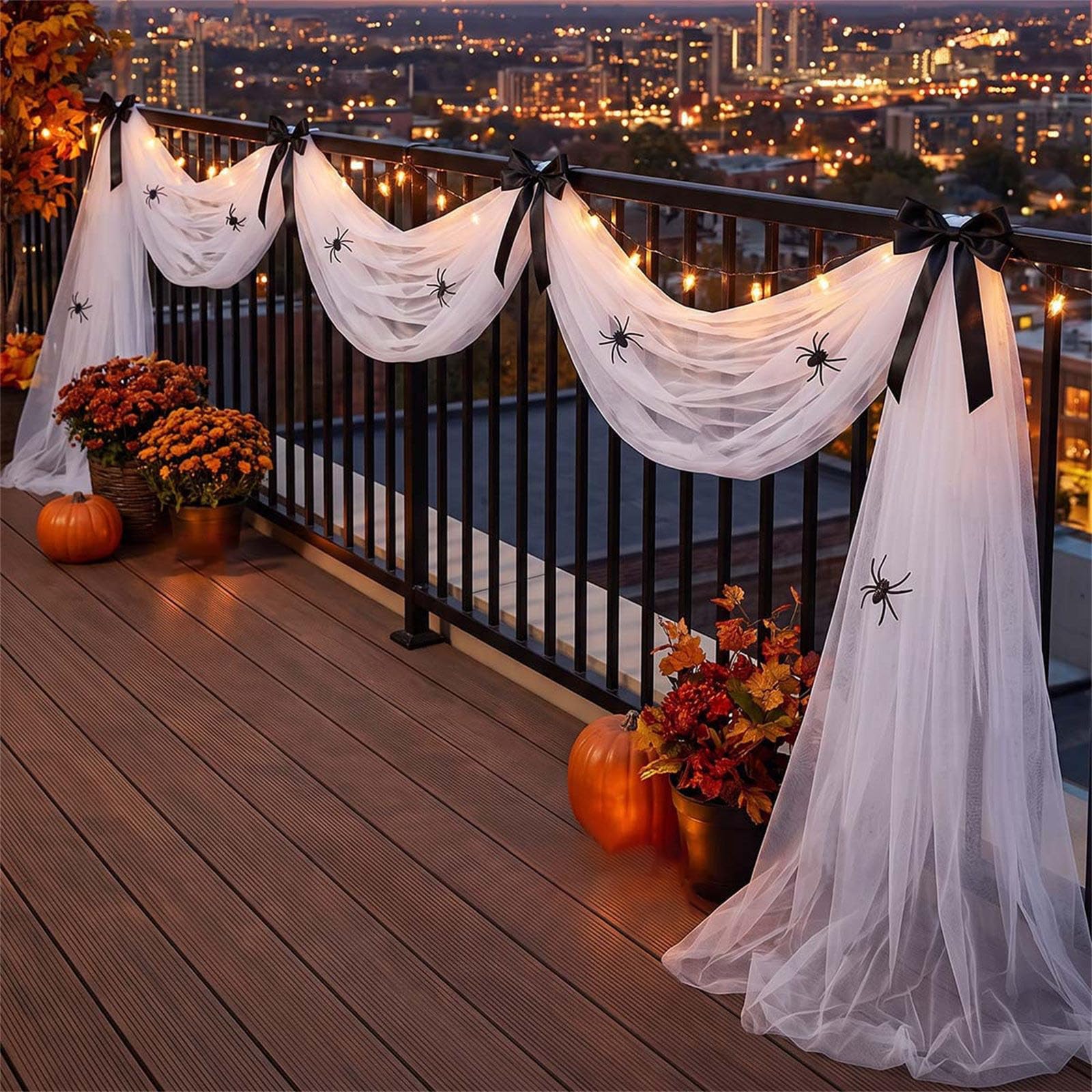PANGBOER Treppengeländer, Halloween Drape, weißes transparentes Gaze