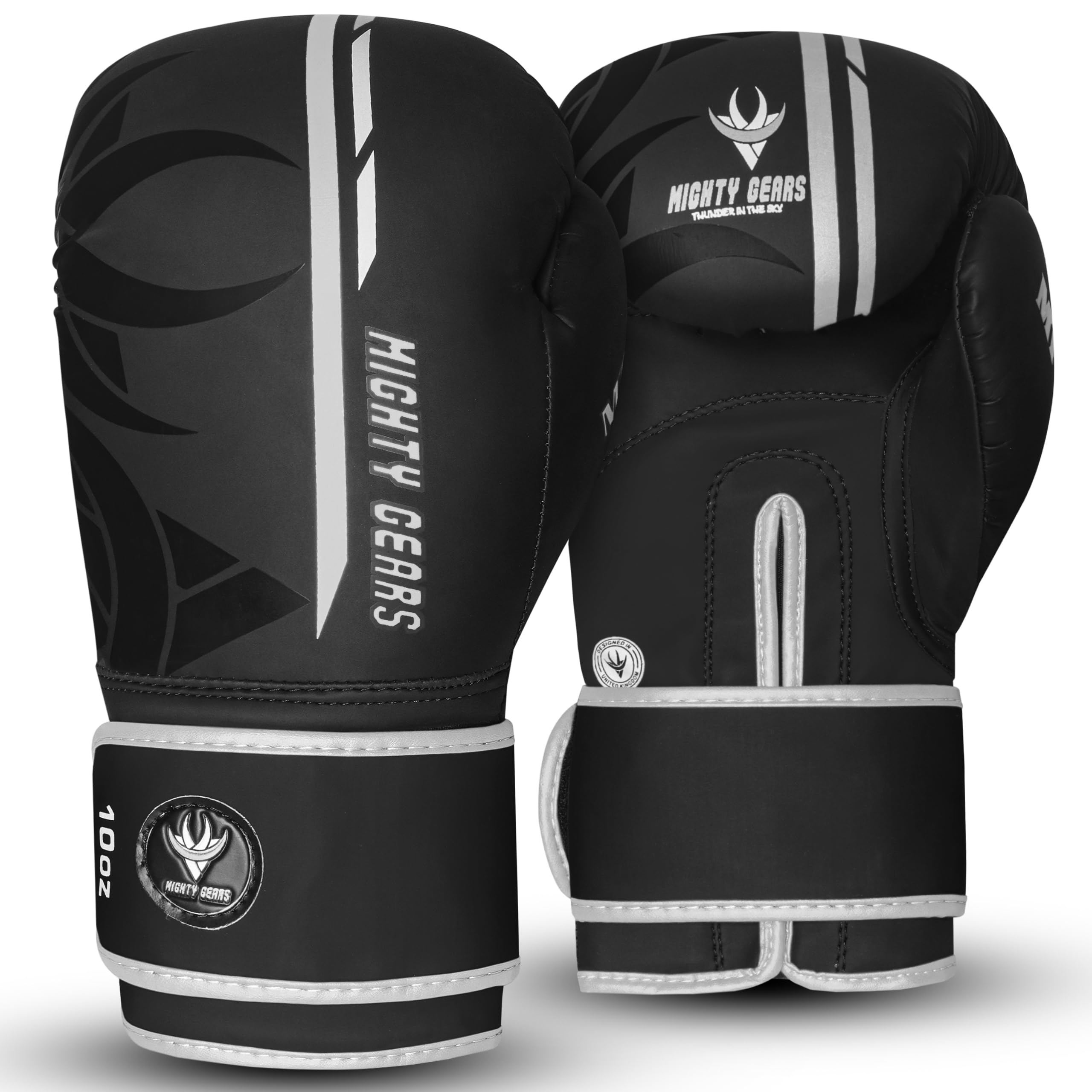 Mighty Gears Boxing Gloves Sparring Training Gloves for Punch Bag Boxing Gloves Mens Women Adult Muay thai MMA Gloves Kickboxing Fighting and Training Ventilated Palm Multi Layered (Grey, 8oz)