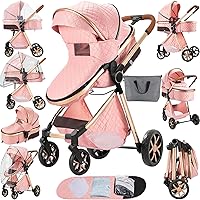 Vista 1 de MoLi 2 in 1 Baby Bassinet Stroller, Convertible Foldable Standard Stroller, Reversible Pushchair Infant Buggy Carriage, Portable High Landscape Pram