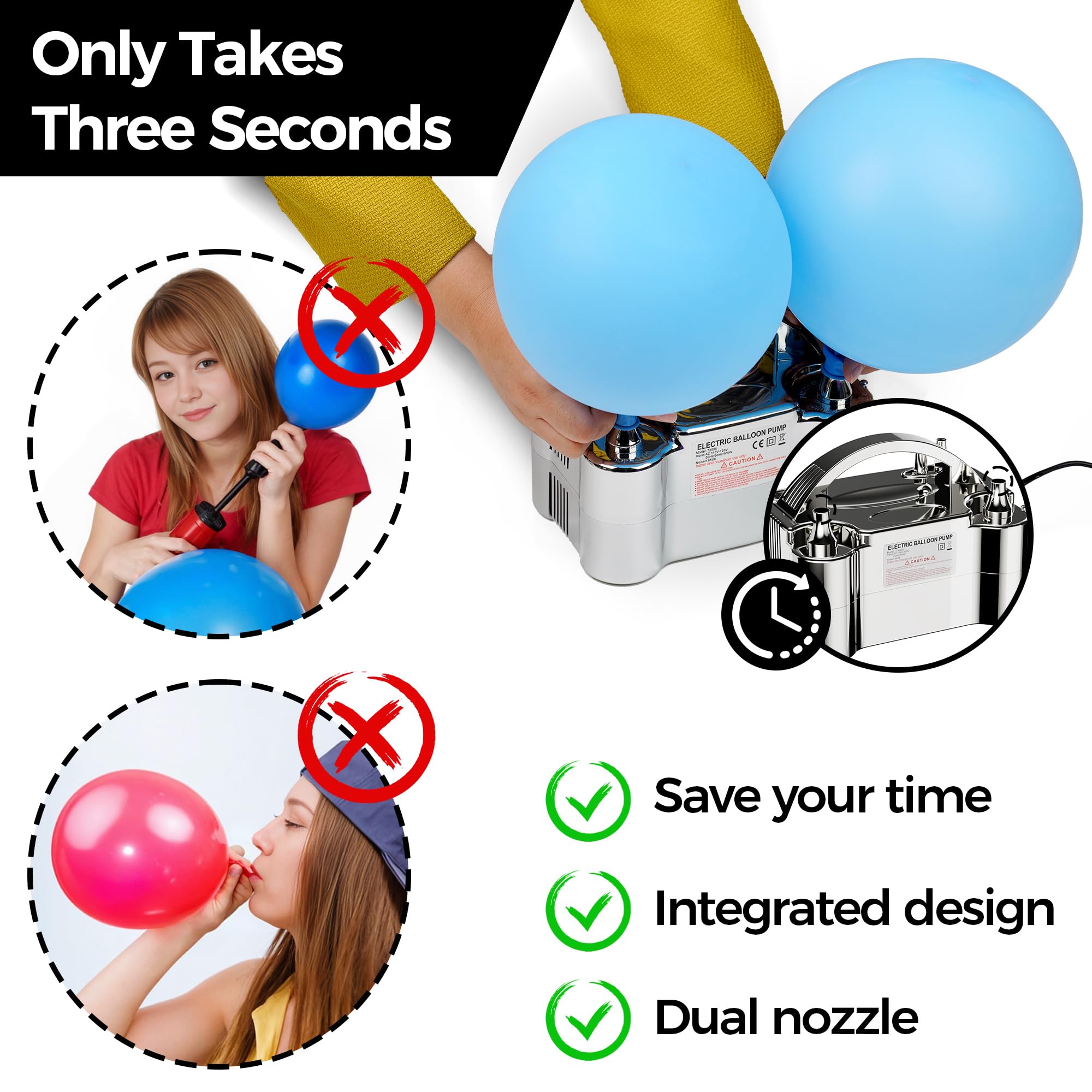 Amazon.com: DECOCKRAT Balloon Pump - Electric Dual Nozzle Air Pump