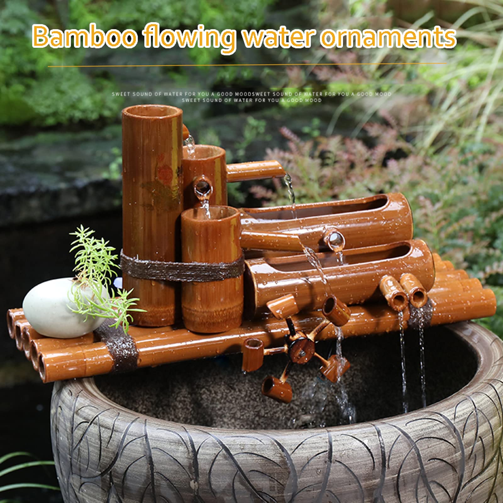 Fontana d'Acqua da Giardino, Vasca per Uccelli, Giardino Zen, Fontana di bambù, Fontane da Interno Ed Esterno Adatte A Cortili, Case da tè, ECC., 60 Cm(80cm)
