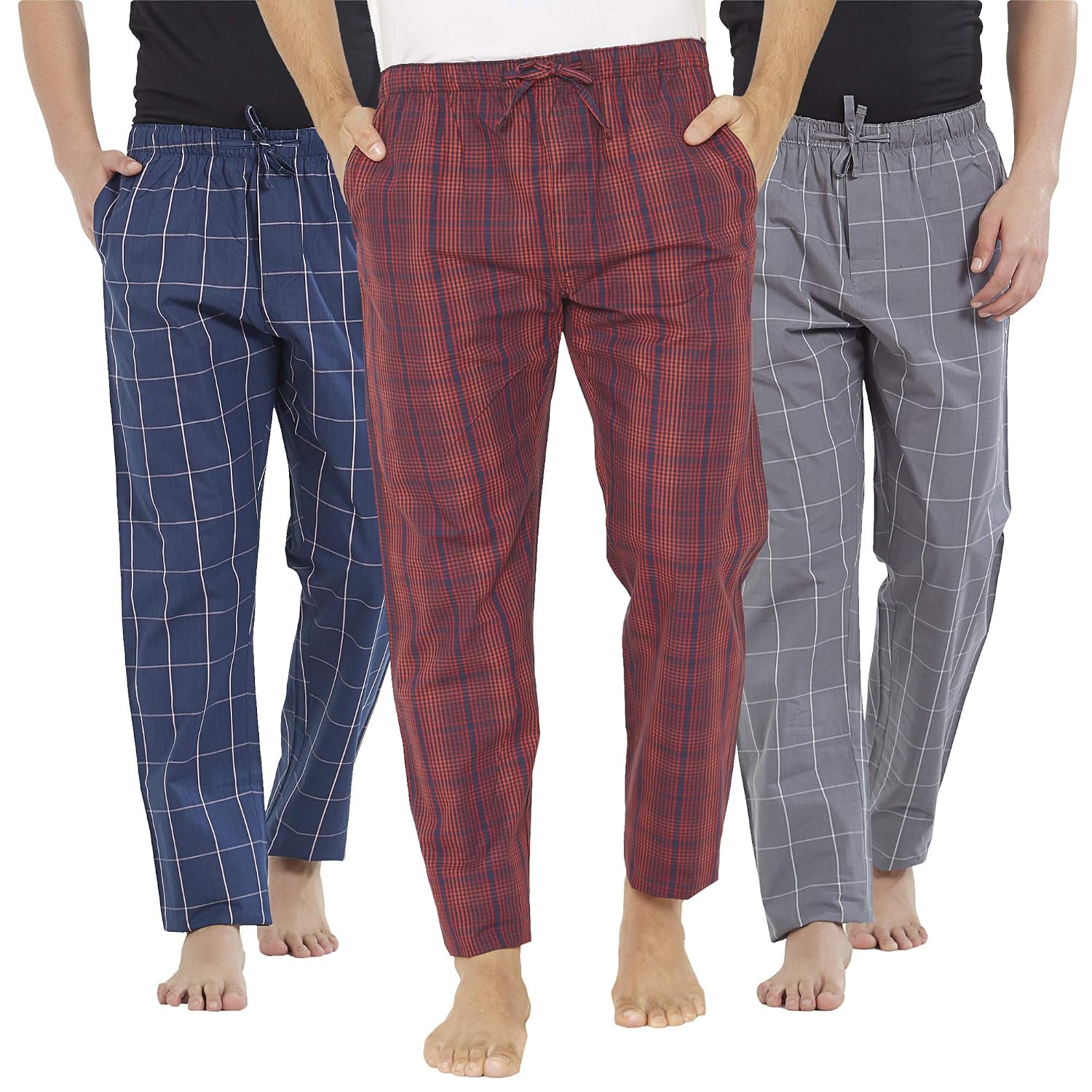 XYXX Men's Super Combed Cotton Checkered Checkmate Pyjamas [Pack of 3] Elasticated Waist, Drawstring | Loungewear for Men ... - Review, Price and Buying Guide