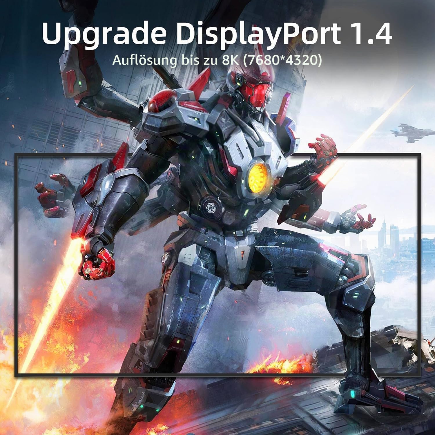 8K Glasfaser DisplayPort 1.4 Kabel, High Speed 32,4Gbit/s DP Kabel 15M | Ultra HD 8K@60Hz/ 4K@144Hz, Optisches Glasfaserkabel Kompatibel mit HDCP 3D für Gaming und PC Monitor, OD:4,0MM