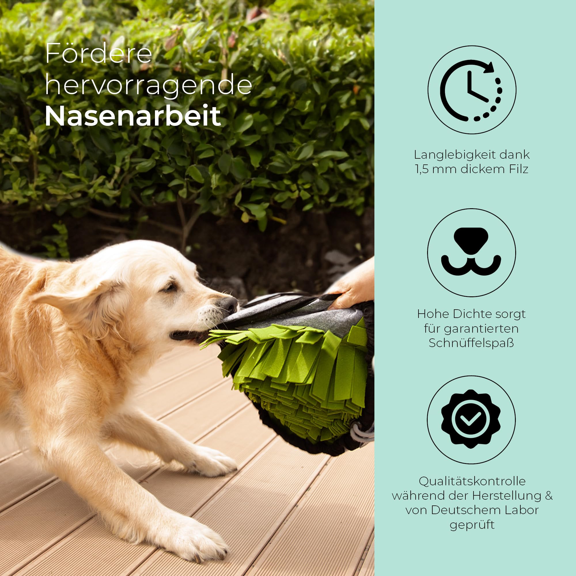 Tierfein Schnüffelteppich Hund – Intelligentes Hundespielzeug für kleine & große Hunde – waschbar & größenverstellbar – Welpenspielzeug & Intelligenztraining für Hunde