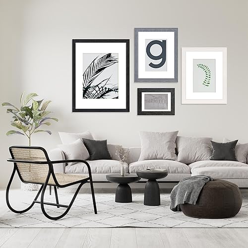 Miniatura 6 de Portarretratos de 4 x 6 pulgadas, 100% madera maciza con vidrio, fotos de 3.5 x 5 con paspartú o 4 x 6 sin paspartú para mesa y pared, horizontal y