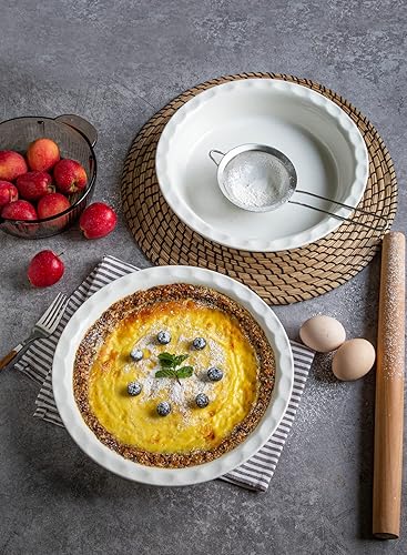 Miniatura 3 de Onniyor Moldes de porcelana para hornear, platos de 10.5 pulgadas, platos antiadherentes de 52 onzas para manzana, calabaza, tartas, platos redondos