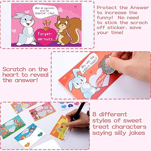 Miniatura 4 de Paquete de 40 tarjetas de chistes de San Valentín para niños con sobres, tarjetas de intercambio para el día de San Valentín, tarjetas de