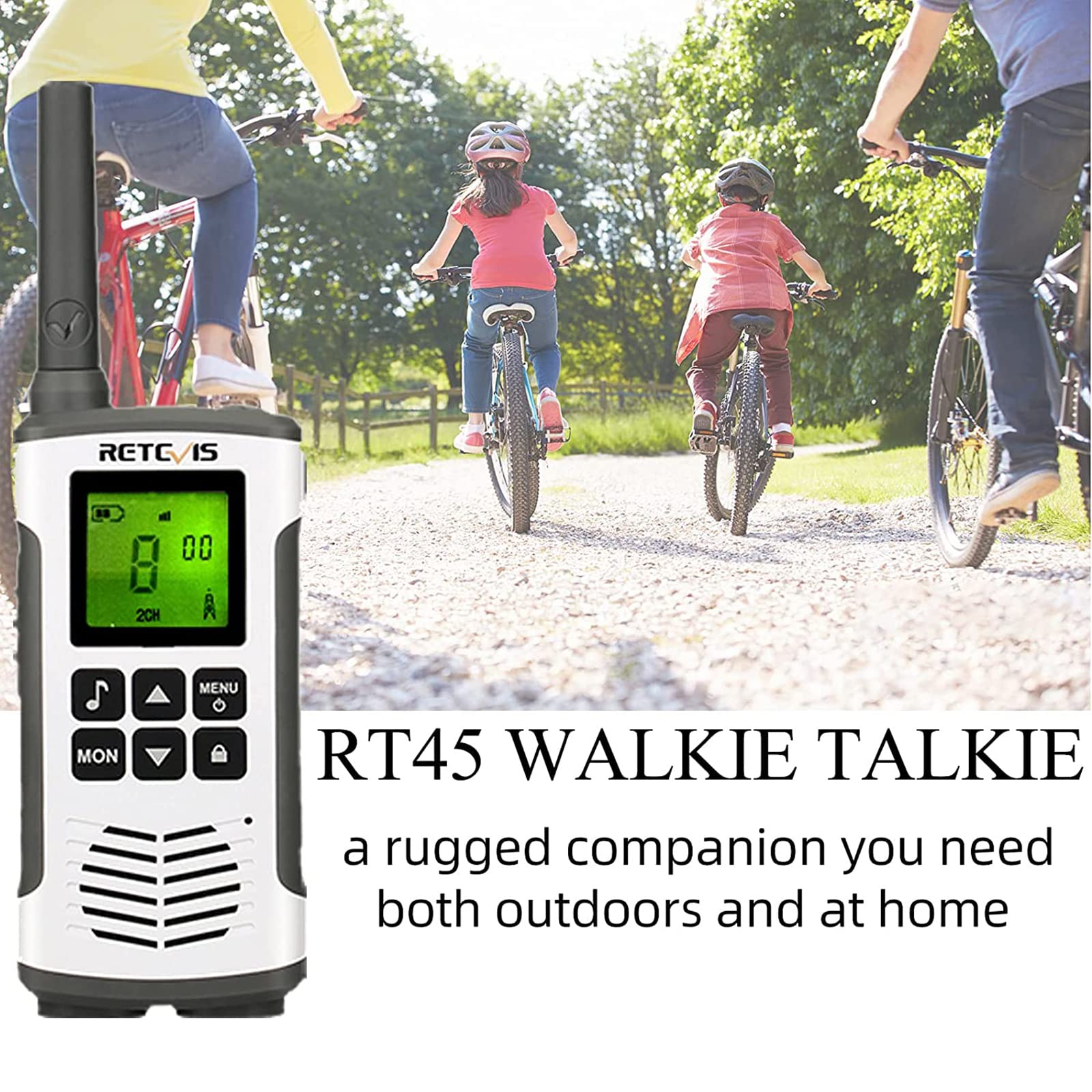 Retevis RT45 Talkie Walkie, PMR446 Talkie Walkie Professionnel, USB, Rechargeable, 16 Canaux, VOX, Lampe de Poche LED, Portable Longue Portée Toki Walki pour Adultes, Famille (1 Paire)