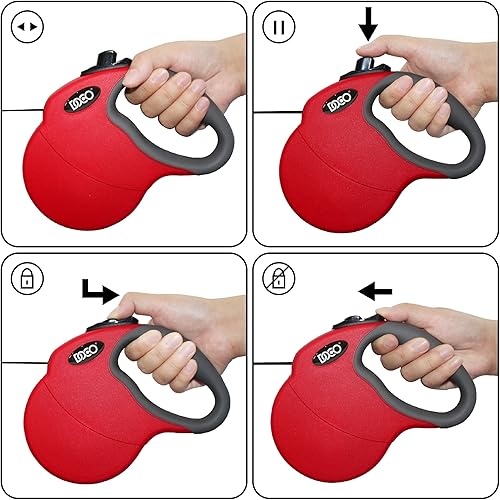 Miniatura 8 de DOCO Correa retráctil para perros grandes (longitud  13 pies, peso  hasta 22 libras) Cinta reflectante con control de parada y bloqueo, sin enredos