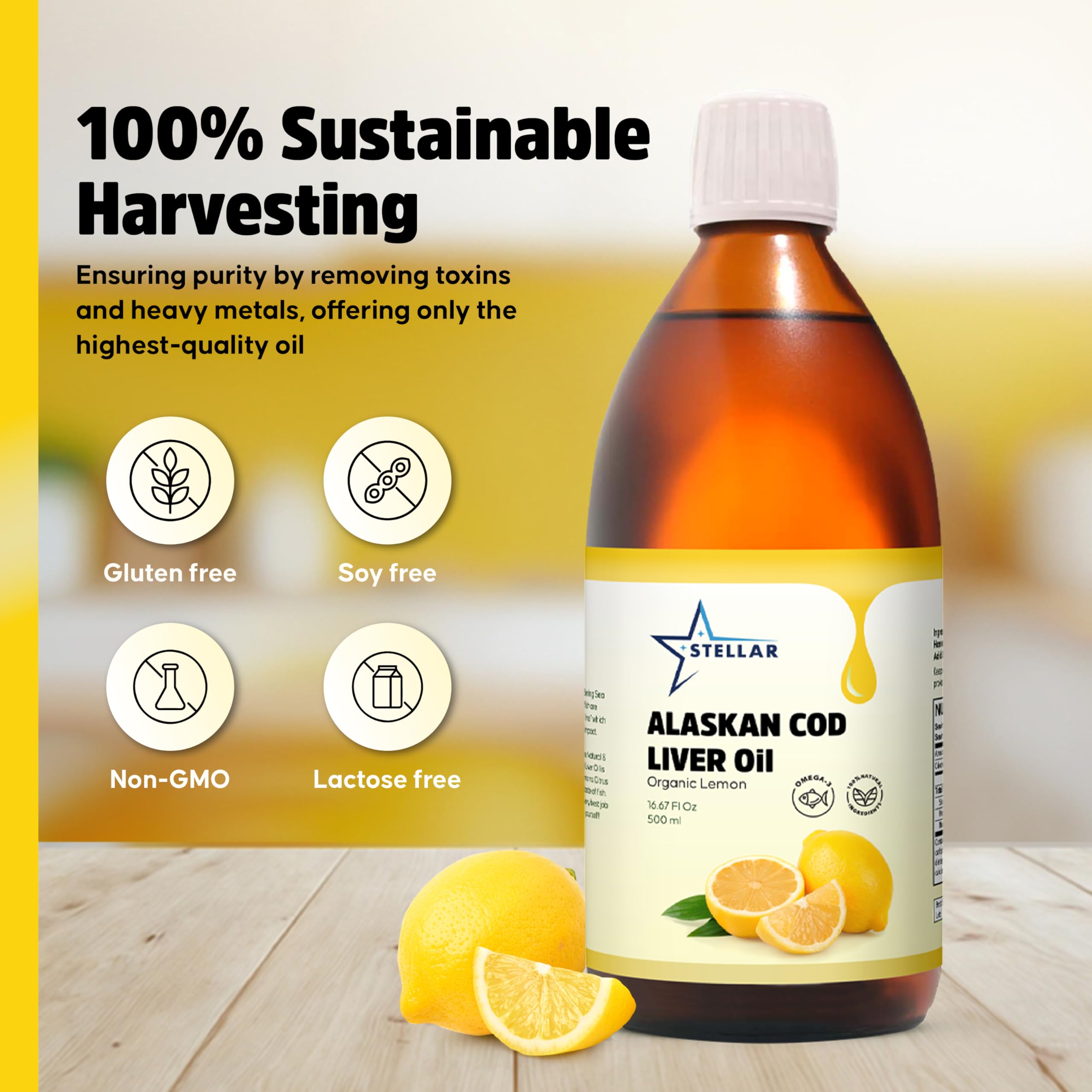 Snapklik.com : Stellar Alaskan Cod Liver Oil - Organic Lemon, 16.67 Oz ...