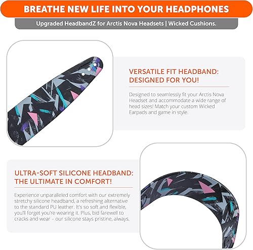 Miniatura 5 de WC Combo de almohadillas y diadema de silicona mejorada para auriculares inalámbricos Nova Pro, almohadillas de gel refrescante y diadema de diseño