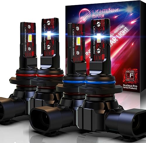 LIGHTENING DARK Bombillas LED 9005+9006, HB3+HB4 24000LM 120W 6500K xenón blanco extremadamente brillante inalámbrico sin ventilador halógeno de