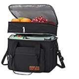 Maelstrom Lunch Box, 23L Insulated Lunch Bag, Expandable Double Deck Cooler Bag, Lightweight Leakproof Tote Bag With Side Tissue Pocket, Suit For Men and Women, Black