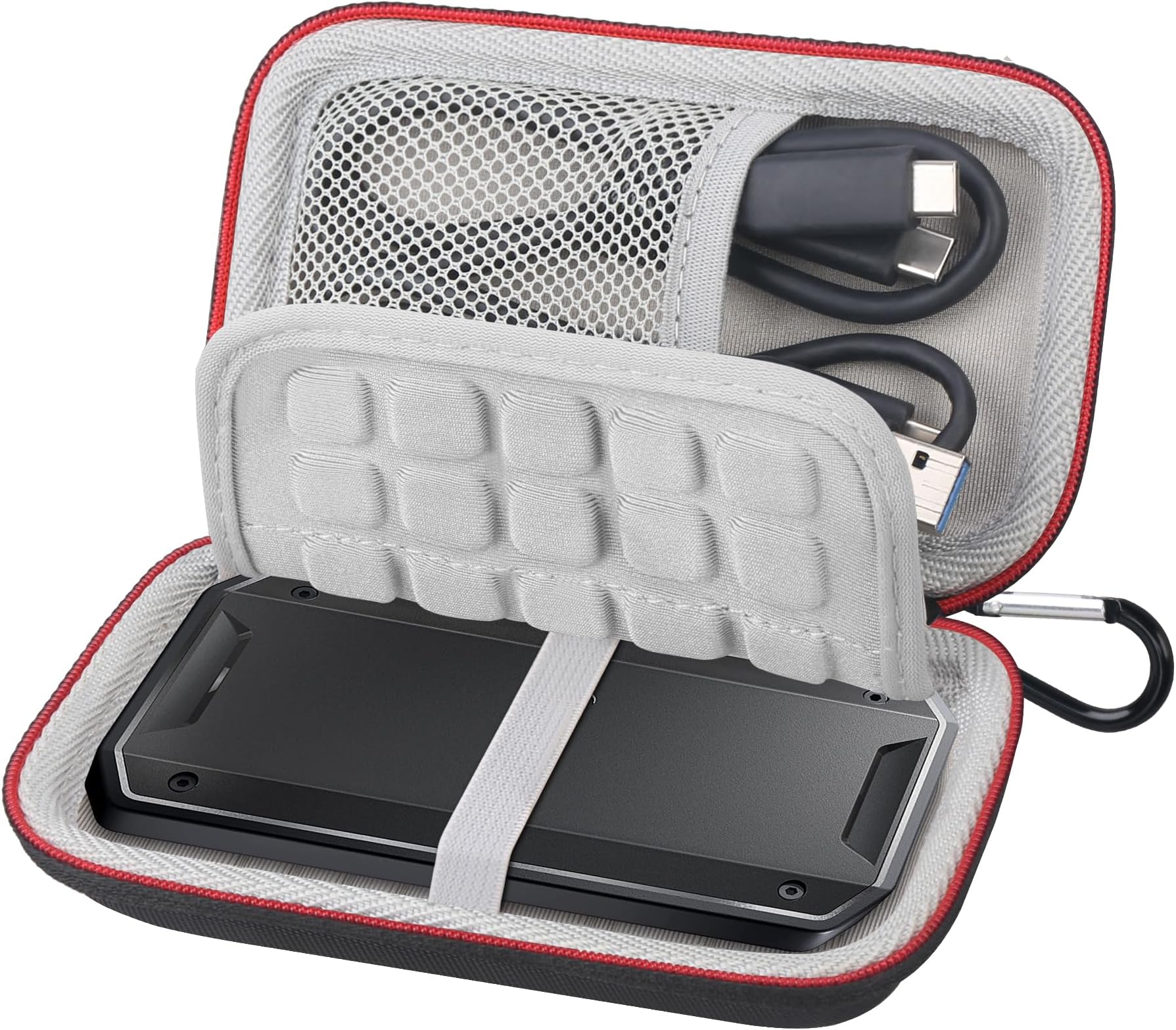 Lacdo Hard Drive Carrying Case for SanDisk Professional PRO-G40 SSD 1TB 2TB 4TB USB-C External Solid State Drives EVA Shockproof Water Repellent Storage Travel Bag, Black+Gray