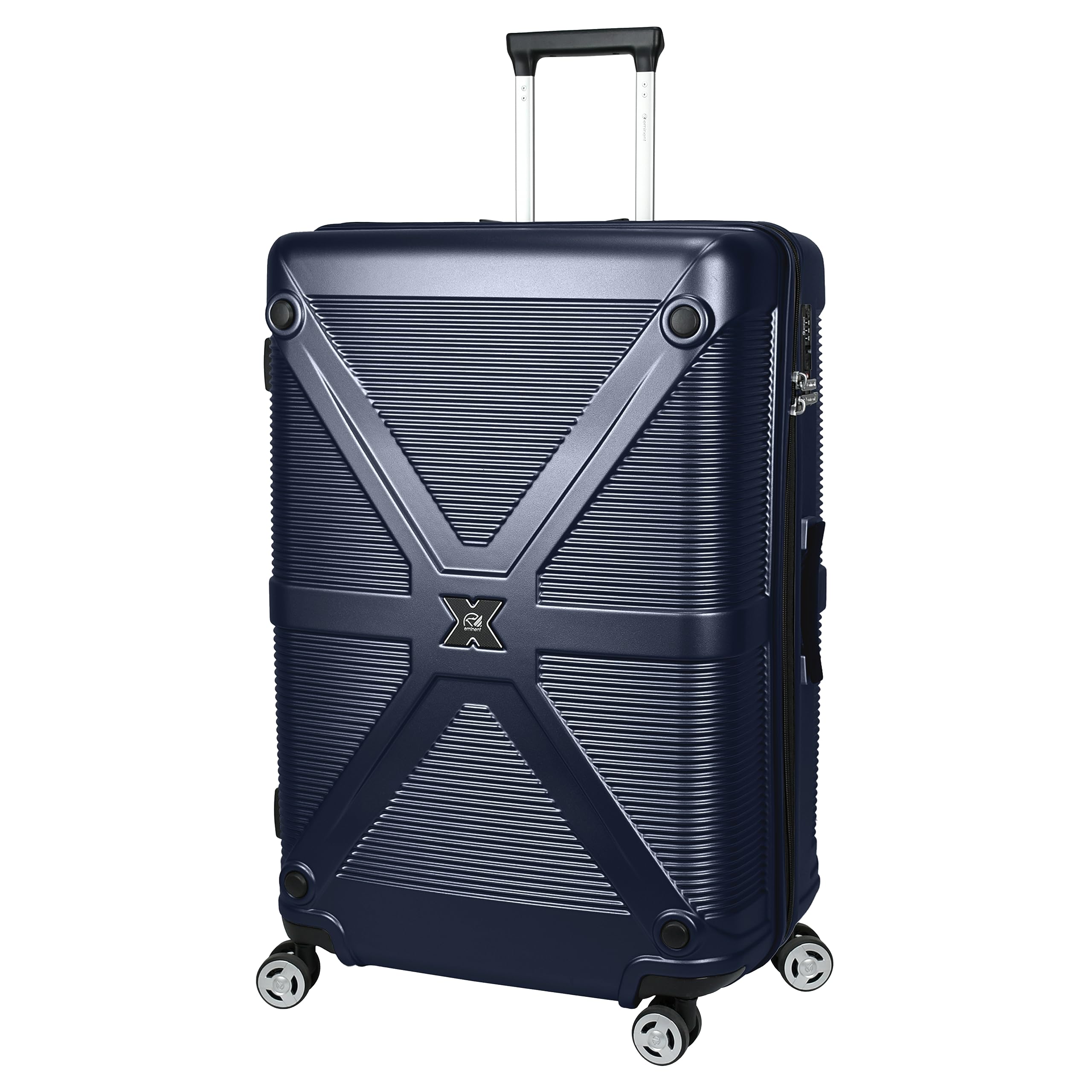 EminentHard Case luggage Makrolon PC Fashion Trolley Checked Luggage with TSA Approved Combination Lock and 4 Quiet 360° double spinner wheels, KJ97 (Checked Luggage 28-Inch, Night Blue)