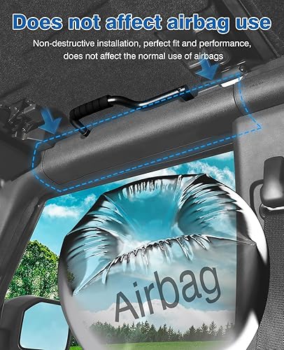 Miniatura 5 de Asas de agarre para Ford Bronco 2021-2025 de 2 y 4 puertas, solo se ajustan a la barra antivuelco del asiento delantero, asas de agarre de aluminio