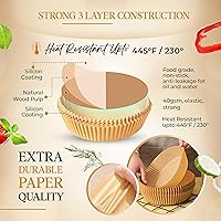 Vista 3 de Marwiba - Forros desechables para freidora de aire, 120 unidades, de 2 a 5 cuartos de galón con cepillo de aceite, forros de papel desechables