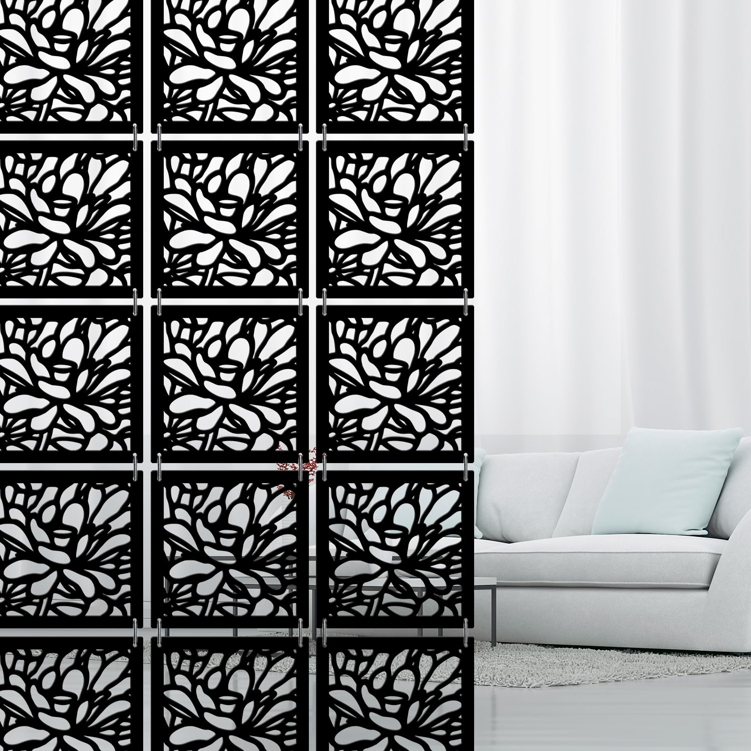 OLIVE TREE Room Partitions Hanging Room DIY Divider Panel Modern Hanging Screen Partition for Decorating Bedding, Dining, Study and Sitting Living -Room, Hotel - Black-6006-image-41