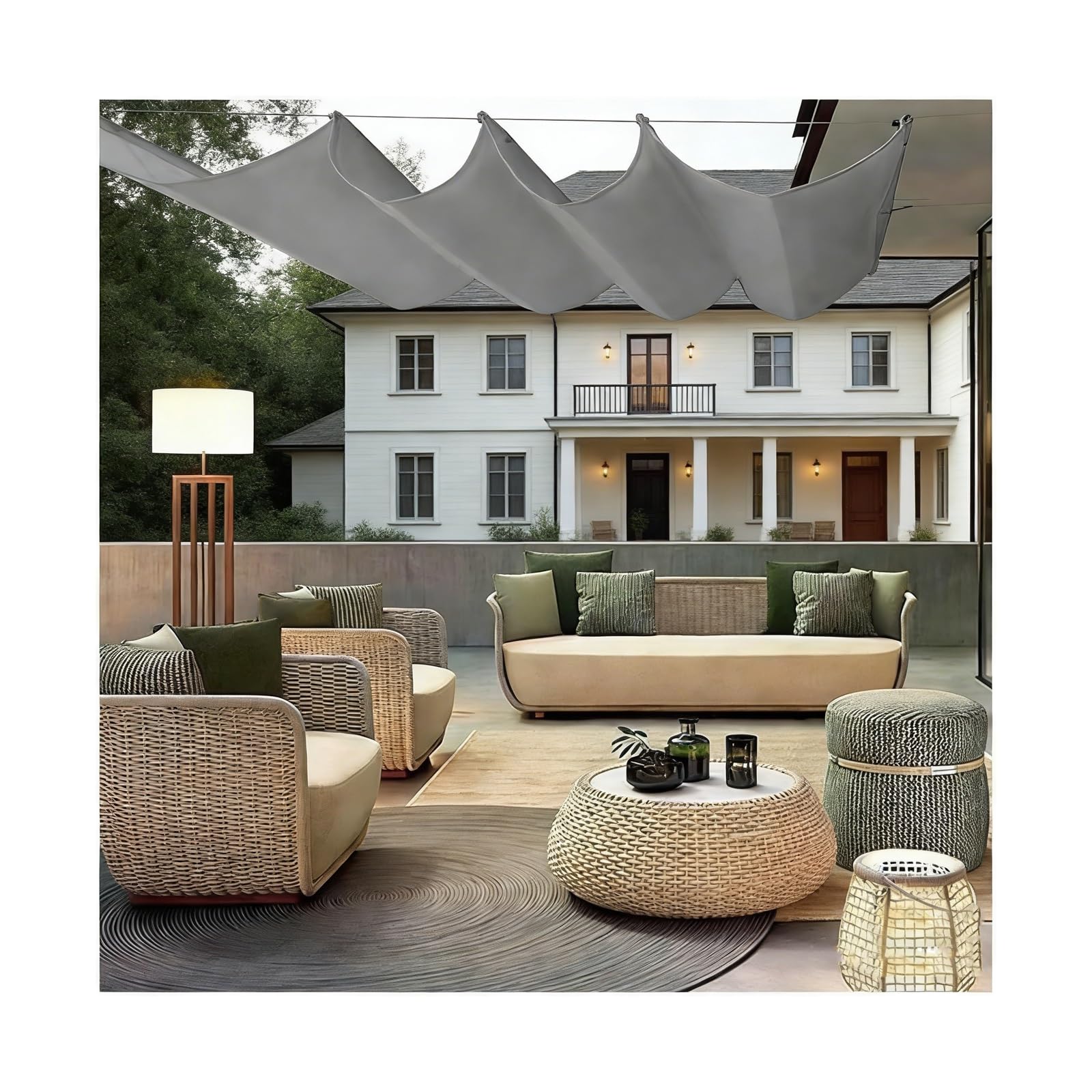 Auvent de rechange pour pergola rétractable en toile robuste avec câble métallique