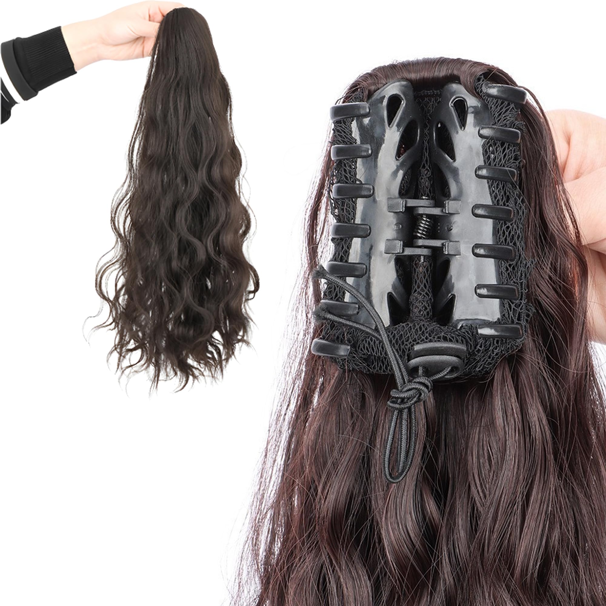 SYXLS Ponytail Extension for Women 23inch Claw Clip In Long Curly Wavy Ponytail Hair Extension - Image 2