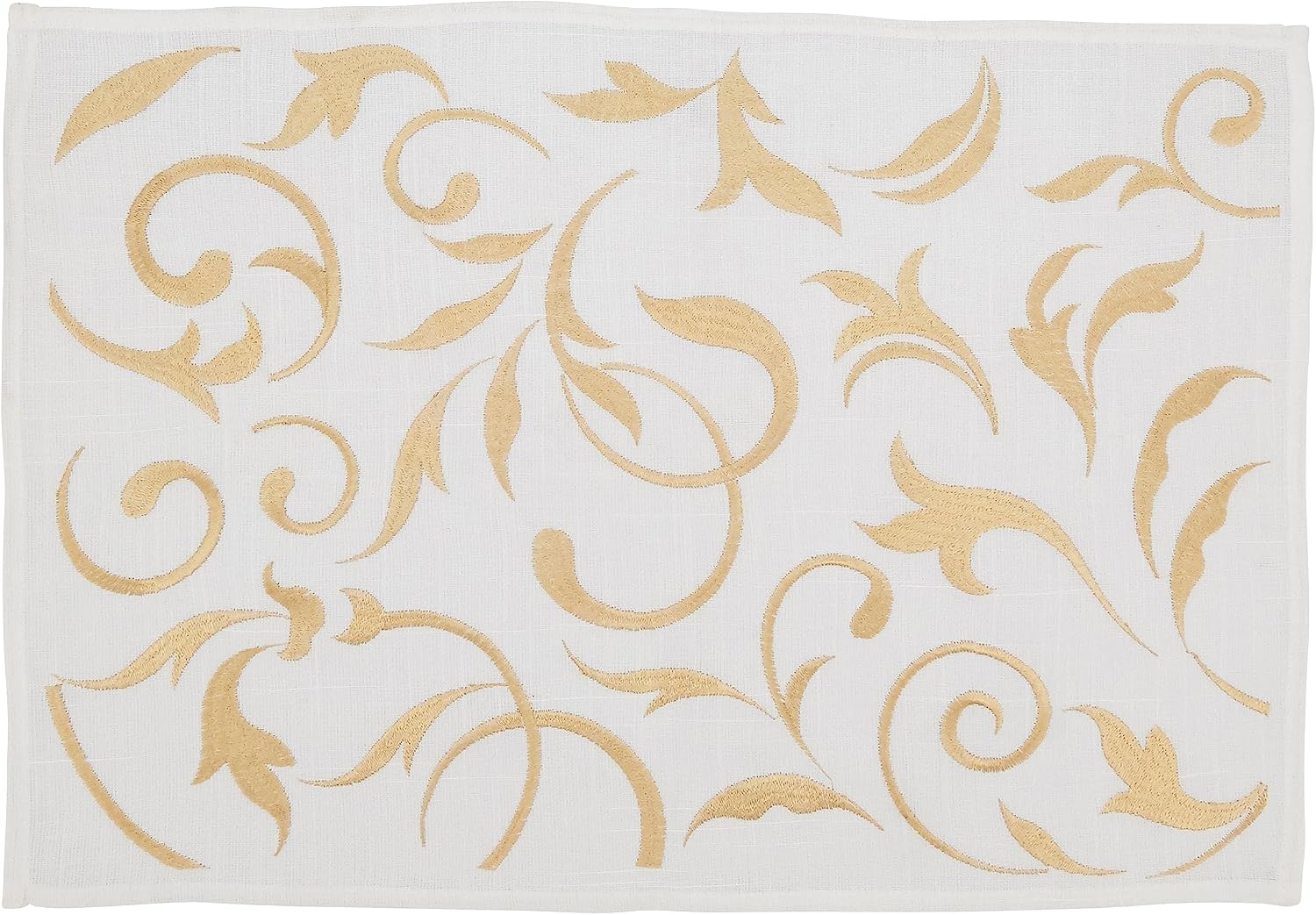 Saro Lifestyle Botanical Embroidered Leaves Placemat (Set of 4), Gold, 14"x20"